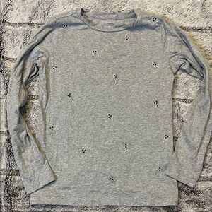 J. Crew Gray Ghost Embellished Long Sleeve Top